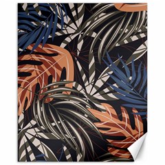 Trend Seamless Pattern With Colorful Tropical Leaves Plants Brown Background Canvas 16  X 20  by Vaneshart