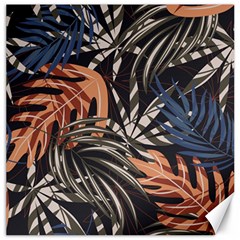 Trend Seamless Pattern With Colorful Tropical Leaves Plants Brown Background Canvas 20  X 20  by Vaneshart