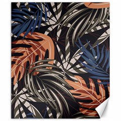 Trend Seamless Pattern With Colorful Tropical Leaves Plants Brown Background Canvas 20  X 24  by Vaneshart