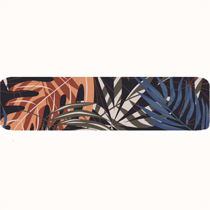 Trend Seamless Pattern With Colorful Tropical Leaves Plants Brown Background Large Bar Mats