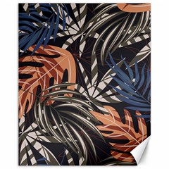 Trend Seamless Pattern With Colorful Tropical Leaves Plants Brown Background Canvas 11  X 14  by Vaneshart