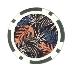 Trend Seamless Pattern With Colorful Tropical Leaves Plants Brown Background Poker Chip Card Guard (10 Pack) by Vaneshart