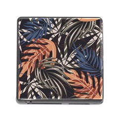 Trend Seamless Pattern With Colorful Tropical Leaves Plants Brown Background Memory Card Reader (square 5 Slot) by Vaneshart