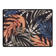 Trend Seamless Pattern With Colorful Tropical Leaves Plants Brown Background Fleece Blanket (small) by Vaneshart