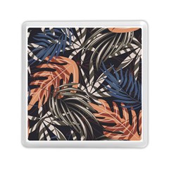 Trend Seamless Pattern With Colorful Tropical Leaves Plants Brown Background Memory Card Reader (square) by Vaneshart