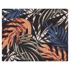 Trend Seamless Pattern With Colorful Tropical Leaves Plants Brown Background Double Sided Flano Blanket (medium)  by Vaneshart