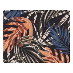 Trend Seamless Pattern With Colorful Tropical Leaves Plants Brown Background Double Sided Flano Blanket (large)  by Vaneshart