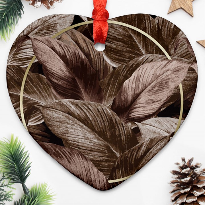 Foliage Circle Card Heart Ornament (Two Sides)