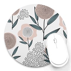 Retro Floral Pattern Round Mousepads by Vaneshart