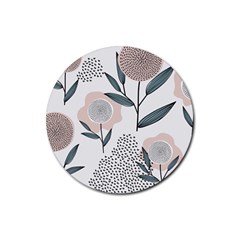 Retro Floral Pattern Rubber Round Coaster (4 Pack)  by Vaneshart