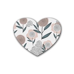 Retro Floral Pattern Heart Coaster (4 Pack)  by Vaneshart