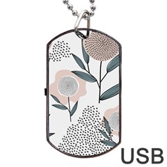 Retro Floral Pattern Dog Tag Usb Flash (one Side) by Vaneshart