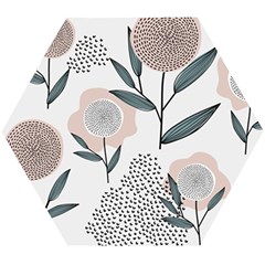 Retro Floral Pattern Wooden Puzzle Hexagon by Vaneshart