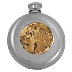 Abstract Grunge Camouflage Background Round Hip Flask (5 Oz)