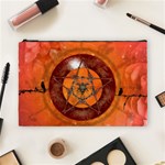 Awesome Skull On A Pentagram With Crows Cosmetic Bag (Large) Front