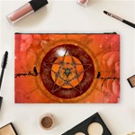 Awesome Skull On A Pentagram With Crows Cosmetic Bag (Large) Back