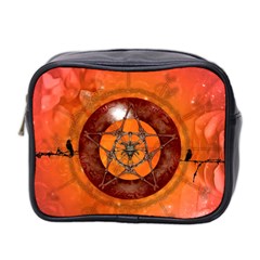 Awesome Skull On A Pentagram With Crows Mini Toiletries Bag (two Sides) by FantasyWorld7