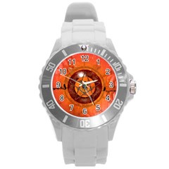 Awesome Skull On A Pentagram With Crows Round Plastic Sport Watch (l) by FantasyWorld7