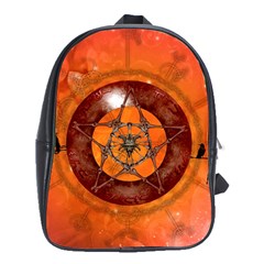 Awesome Skull On A Pentagram With Crows School Bag (xl) by FantasyWorld7