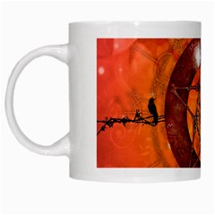 Awesome Skull On A Pentagram With Crows White Mugs by FantasyWorld7