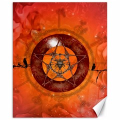 Awesome Skull On A Pentagram With Crows Canvas 16  X 20  by FantasyWorld7