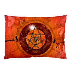 Awesome Skull On A Pentagram With Crows Pillow Case (two Sides) by FantasyWorld7