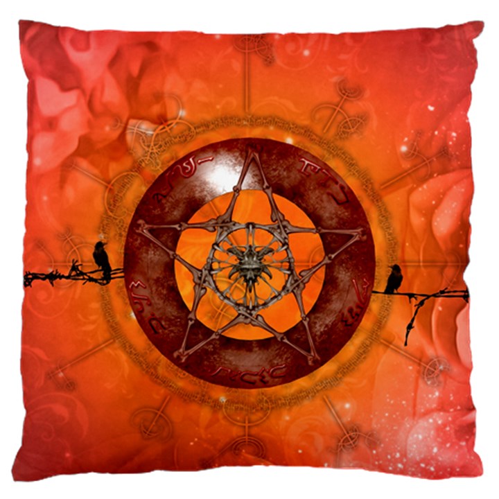 Awesome Skull On A Pentagram With Crows Large Cushion Case (One Side)