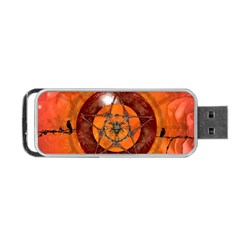 Awesome Skull On A Pentagram With Crows Portable Usb Flash (one Side) by FantasyWorld7