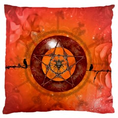 Awesome Skull On A Pentagram With Crows Standard Flano Cushion Case (one Side) by FantasyWorld7