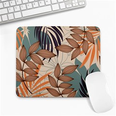 Trend Abstract Seamless Pattern With Colorful Tropical Leaves Plants Beige Large Mousepads by Vaneshart