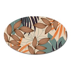 Trend Abstract Seamless Pattern With Colorful Tropical Leaves Plants Beige Oval Magnet by Vaneshart