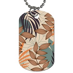 Trend Abstract Seamless Pattern With Colorful Tropical Leaves Plants Beige Dog Tag (one Side) by Vaneshart