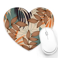 Trend Abstract Seamless Pattern With Colorful Tropical Leaves Plants Beige Heart Mousepads by Vaneshart