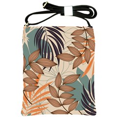 Trend Abstract Seamless Pattern With Colorful Tropical Leaves Plants Beige Shoulder Sling Bag by Vaneshart