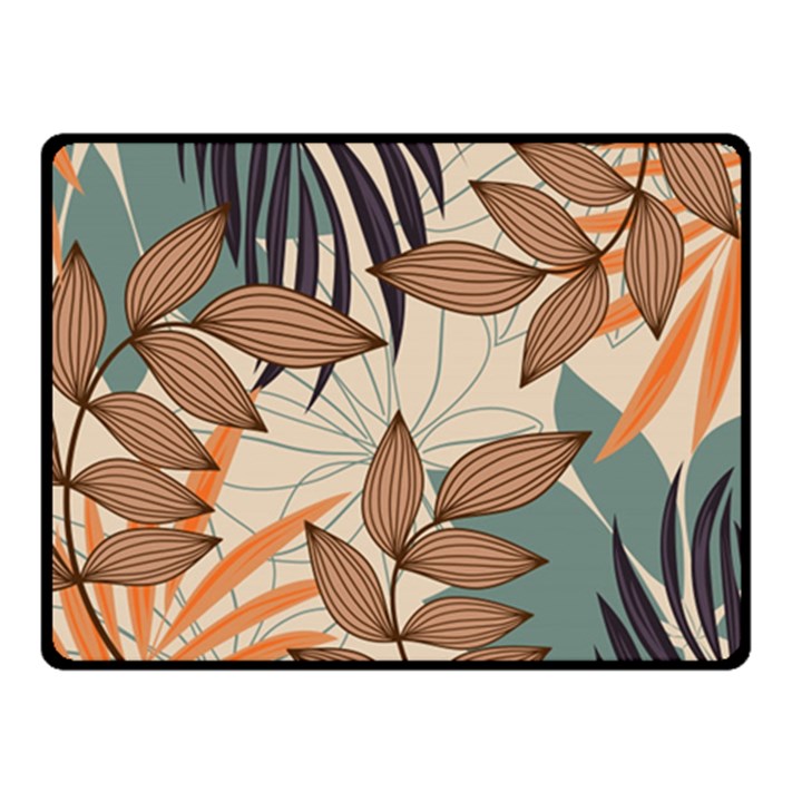 Trend Abstract Seamless Pattern With Colorful Tropical Leaves Plants Beige Fleece Blanket (Small)