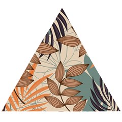 Trend Abstract Seamless Pattern With Colorful Tropical Leaves Plants Beige Wooden Puzzle Triangle by Vaneshart