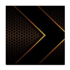 Black Arrow Gold Line Hexagon Mesh Pattern Tile Coaster by Vaneshart