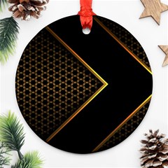 Black Arrow Gold Line Hexagon Mesh Pattern Ornament (round) by Vaneshart