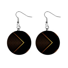 Black Arrow Gold Line Hexagon Mesh Pattern Mini Button Earrings by Vaneshart