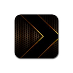 Black Arrow Gold Line Hexagon Mesh Pattern Rubber Square Coaster (4 Pack)  by Vaneshart