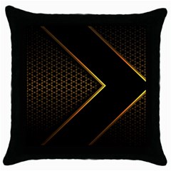 Black Arrow Gold Line Hexagon Mesh Pattern Throw Pillow Case (black) by Vaneshart