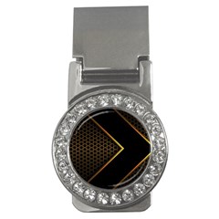 Black Arrow Gold Line Hexagon Mesh Pattern Money Clips (cz)  by Vaneshart