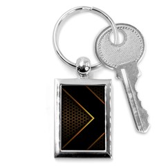 Black Arrow Gold Line Hexagon Mesh Pattern Key Chain (rectangle) by Vaneshart