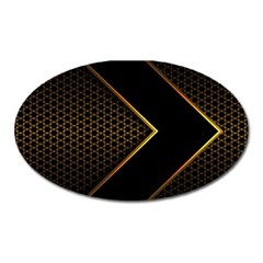 Black Arrow Gold Line Hexagon Mesh Pattern Oval Magnet by Vaneshart