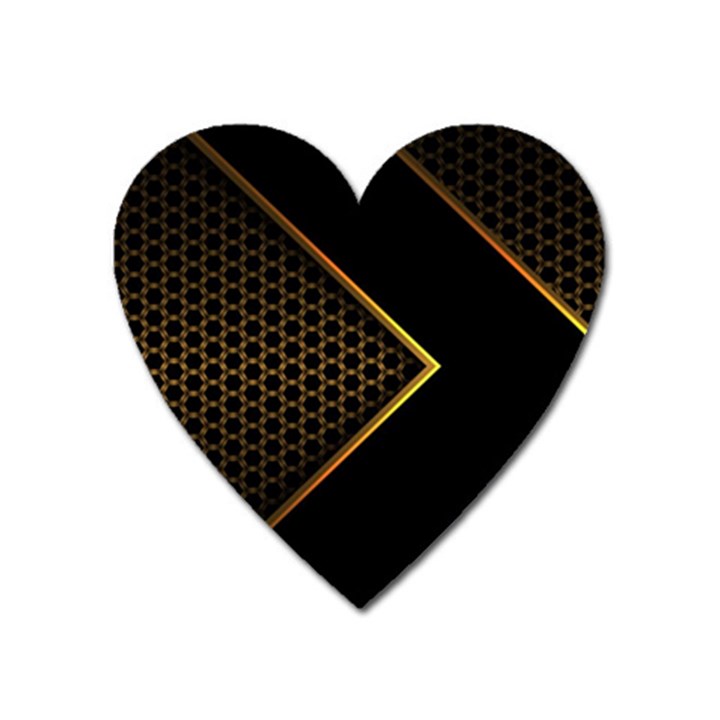 Black Arrow Gold Line Hexagon Mesh Pattern Heart Magnet