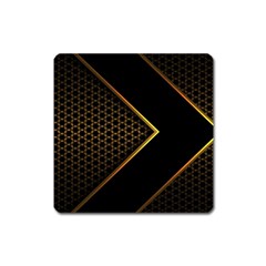 Black Arrow Gold Line Hexagon Mesh Pattern Square Magnet by Vaneshart