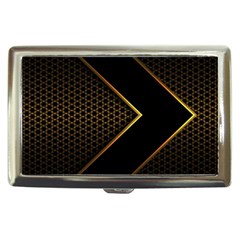 Black Arrow Gold Line Hexagon Mesh Pattern Cigarette Money Case by Vaneshart