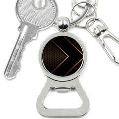 Black Arrow Gold Line Hexagon Mesh Pattern Bottle Opener Key Chain by Vaneshart