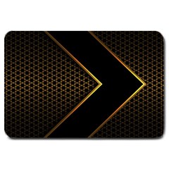 Black Arrow Gold Line Hexagon Mesh Pattern Large Doormat  by Vaneshart