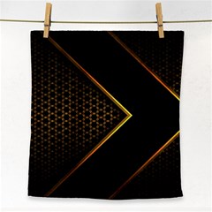 Black Arrow Gold Line Hexagon Mesh Pattern Face Towel by Vaneshart